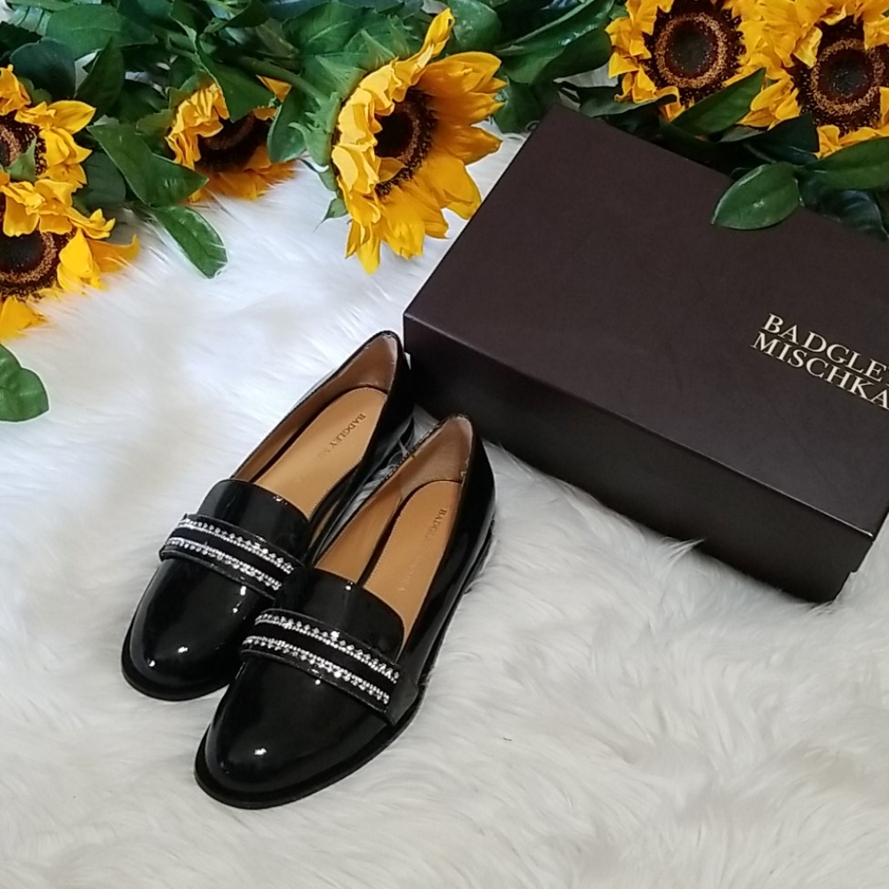 Badgley Mischka Black Loafers with Silver Accents